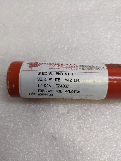 BRUBAKER TOOL 85367 LH END MILL M42 4-FLUTE T350G25-46L 1" DIA. W/N NEW R22T5