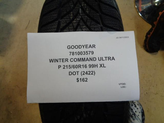 1 GOODYEAR WINTER COMMAND ULTRA P 215 60 16 99H XL 781003579 TIRE BQ2