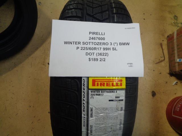 2 PIRELLI WINTER SOTTOZERO 3 (*) BMW P 225 60 17 99H SL SNOW TIRES 2467600 BQ1