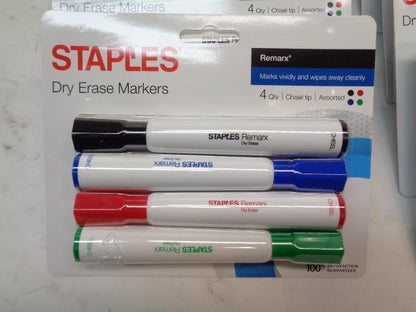 NEW 12-PACK STAPLES REMARX CHISEL TIP ASSORTED DRY ERASE MARKERS 29205 R33