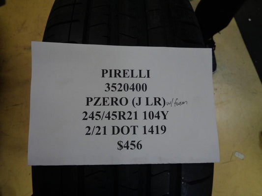 1 NEW OLD STOCK PIRELLI PZERO (J LR) W/FOAM 245 45 21 104Y TIRE 3520400 CQ2