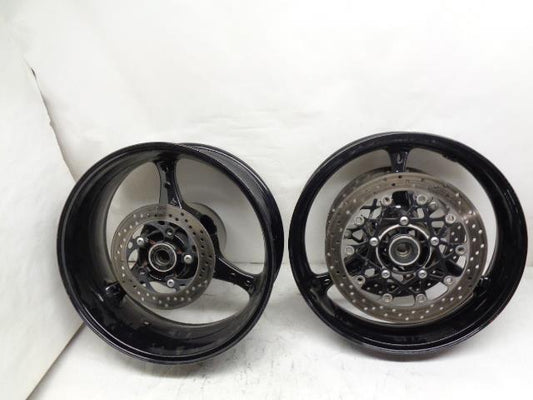 NEW ENKEI FRONT AND REAR MOTORCYCLE WHEEL FRONT 3X17 REAR 6X17 WITH USED ROTORS