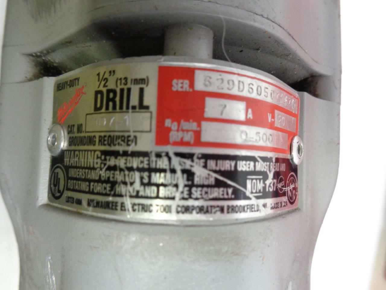 USED MILWAUKEE 1/2" HEAVY DUTY RIGHT ANGLE DRILL KIT 7AMP 3107-6 SR