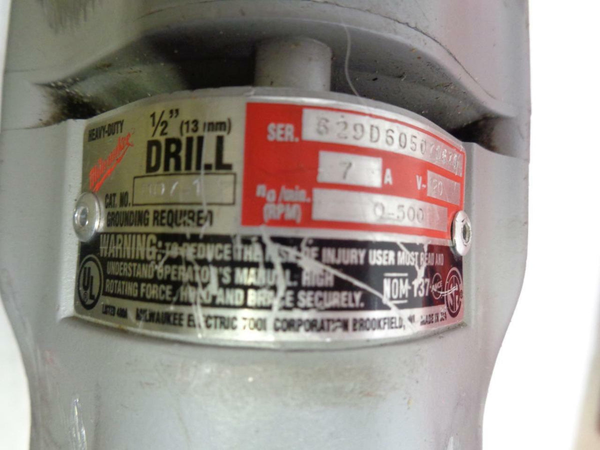 USED MILWAUKEE 1/2" HEAVY DUTY RIGHT ANGLE DRILL KIT 7AMP 3107-6 SR