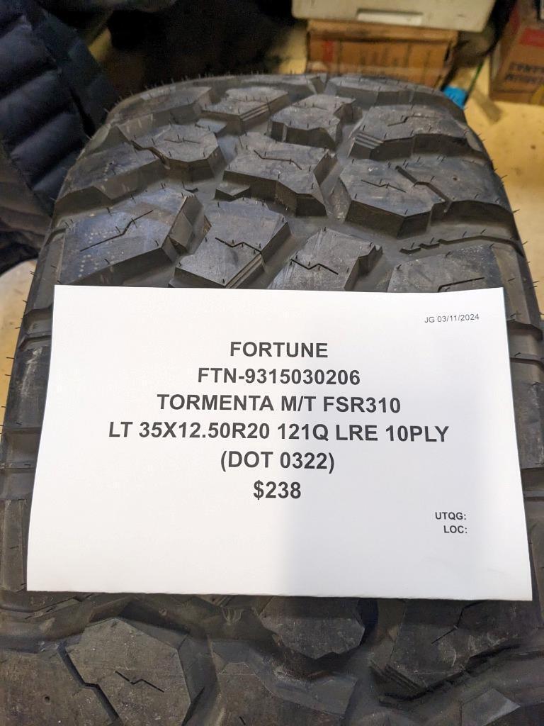 FORTUNE TORMENTA M/T FSR310 LT 35 12.50 20 121Q LRE 10PLY TIRE 9315030206 CQ1