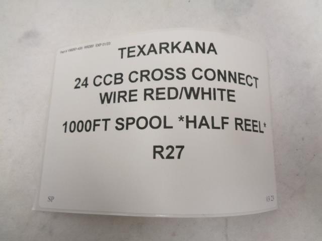 TEXARKANA 24 CCB CROSS CONNECT WIRE RED/WHITE 1000FT SPOOL *HALF REEL* R27