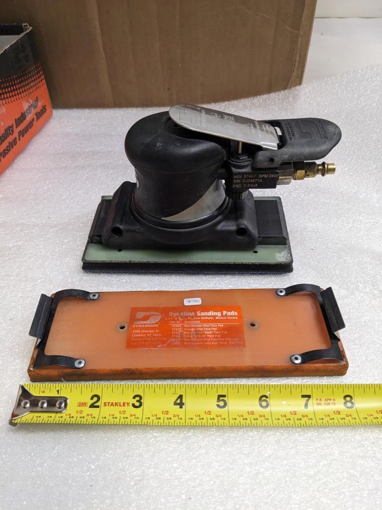 DYNABRADE 01845 AIR MOTOR 7200 RPM & DYNALINE SANDER 57407 2-3/4"X8" NEW BSR3.1