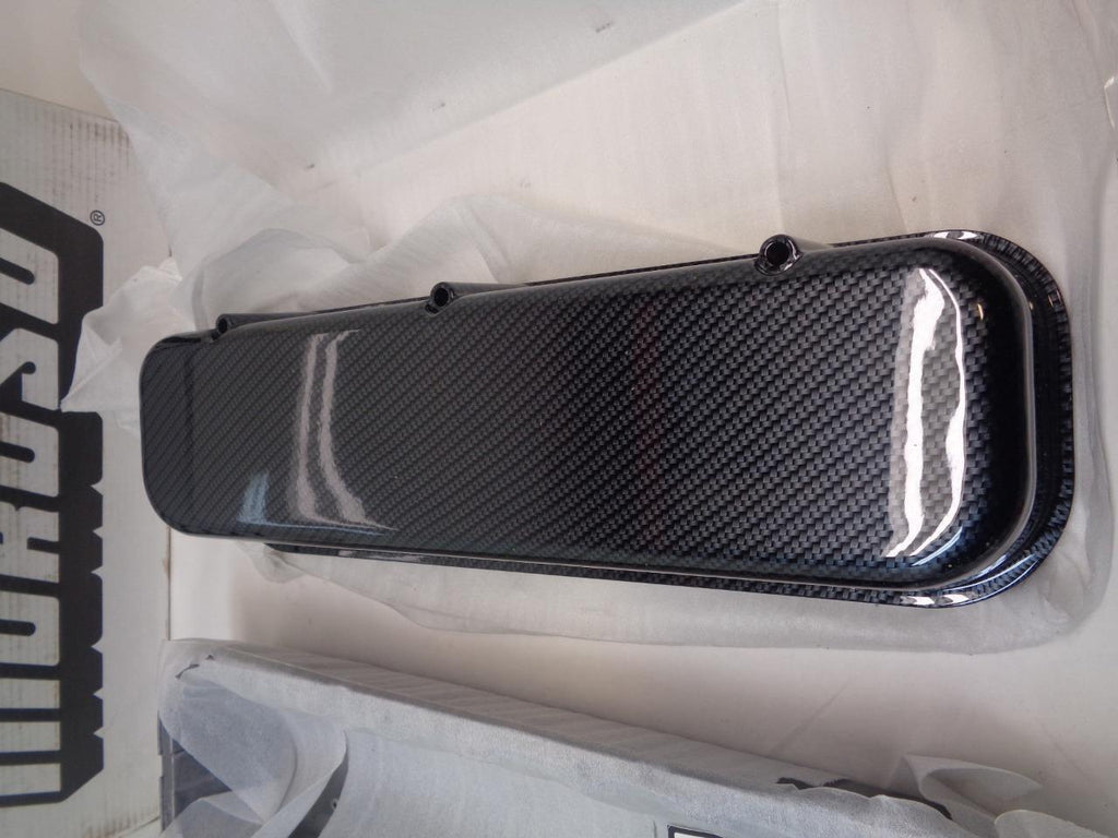 MOROSO VALVE COVERS BBC CAST ALUMINUM GRAY/BLACK FIBER DESIGN 68426 R8