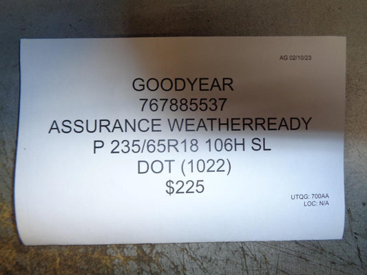 1 GOODYEAR ASSURANCE WEATHERREADY P 235 65 18 106H SL TIRE 767885537 BQ1