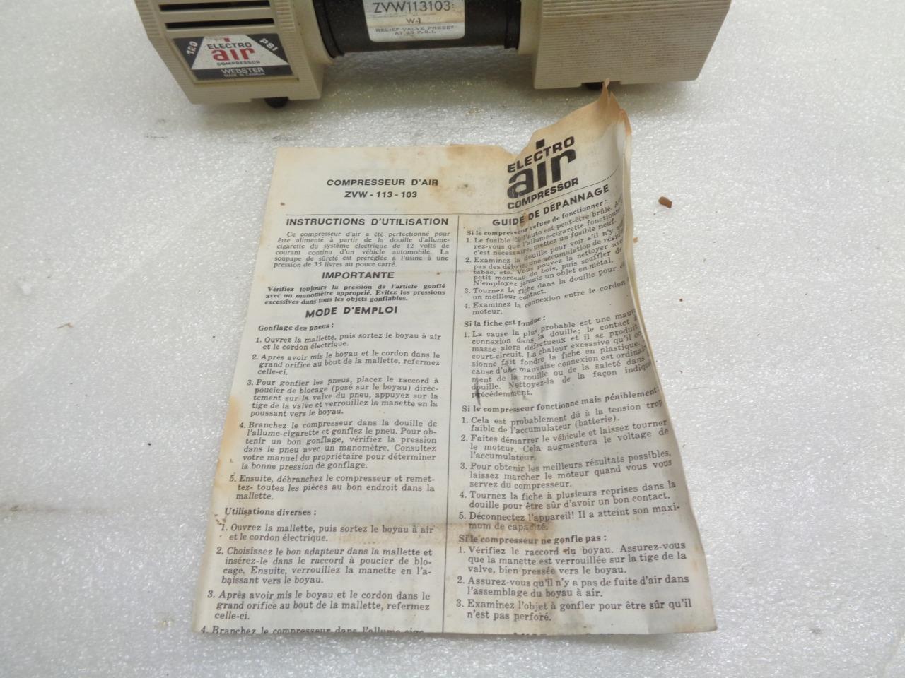 GENUINE VINTAGE NEW AUTOBAHN ELECTRIC AIR COMPRESSOR ZVW113103 IN BOX SR