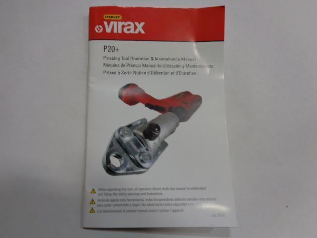 USED STANLEY VIRAX P20+ CRIMPING TOOL 253022 2 BATTERIES AND CHARGER R2