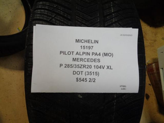 2 MICHELIN PILOT ALPIN PA4 MO MERCEDES P 285 35 20 104V XL 15197 TIRE BQ1