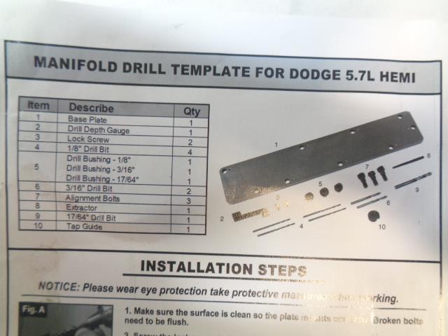 LISLE 71500 EXHAUST MANIFOLD DRILL TEMPLATE FOR DODGE 5.7L HEMI NEW R29