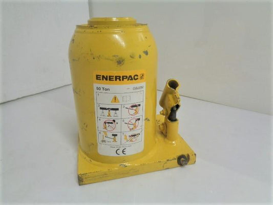USED ENERPAC 50 TON HYDRAULIC INDUSTRIAL BOTTLE JACK 5.91" STROKE GBJ050 R28