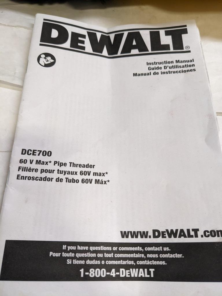 DEWALT CORDLESS 60V MAX PIPE THREADER DCE700 1/2-2' THREAD NEW J2
