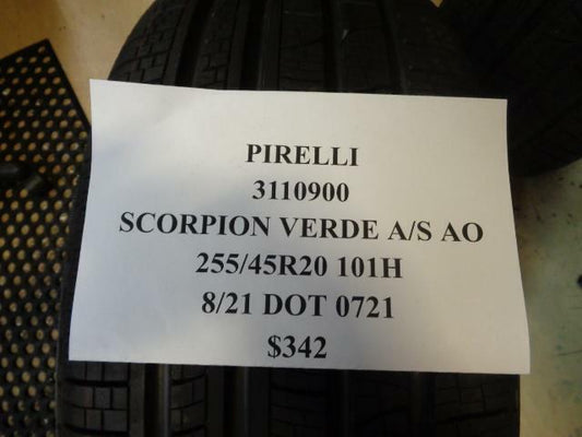 1 NEW PIRELLI SCORPION VERDE A/S (AO) AUDI P 255 45 20 101H SL TIRES 3110900