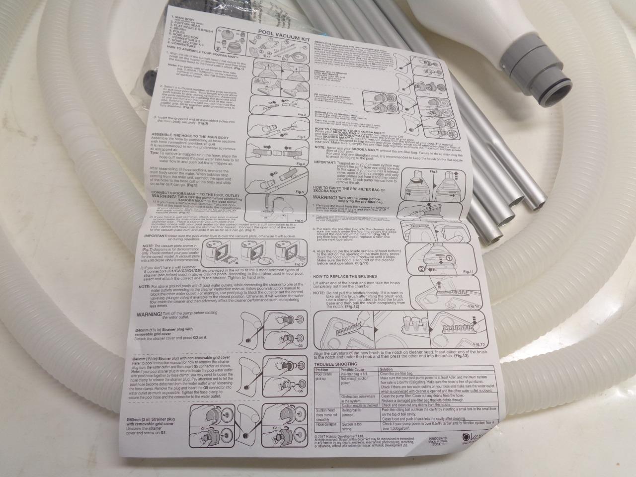 NEW SKOOBAMAX POOL VACUUM KIT 8-18' 530 GAL MIN./1300 GAL MAX. CAPACITY R28