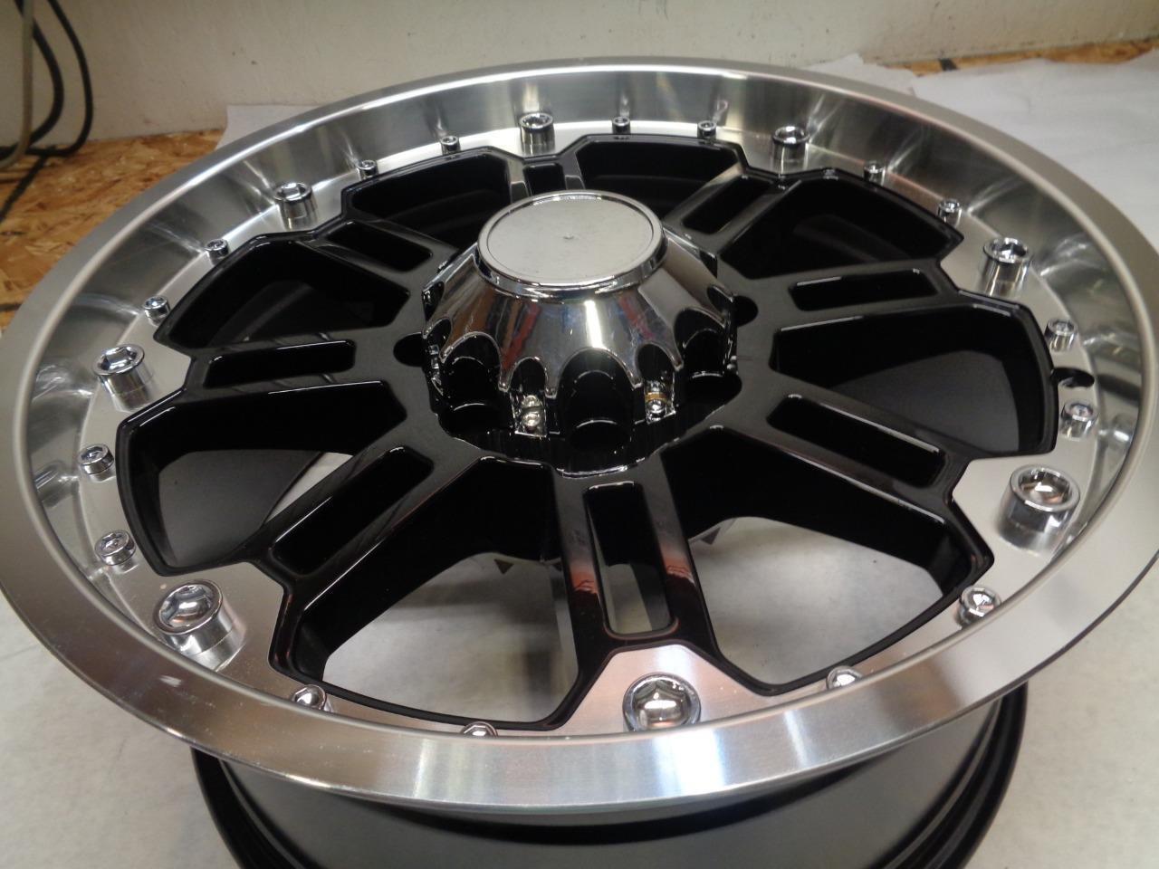 1 NEW BLACK RHINO BLACK/CHROME WHEEL  20X9 8X165.1 LUG -12 OFFSET WR