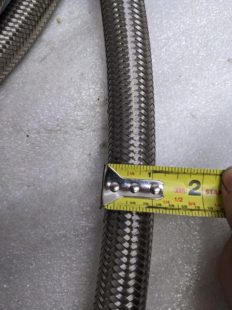 STEEL-BRAIDED 41.25' HOSE 1-1/16" OD 13/16" ID W/ CORRUGATED TEFLON NEW R3T3