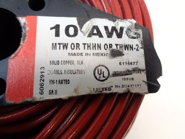 NEW RED COATED SOLID COPPER WIRE 10AWG 1000+ FT REEL 20MILS. INSULATION R35