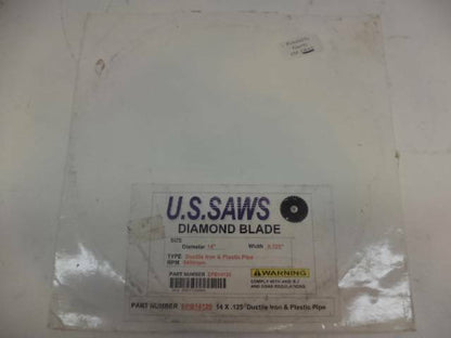 NEW US SAWS DIAMOND BLADE 14" DUCTILE IRON & PLASTIC PIPE EPB14125 SP2T2