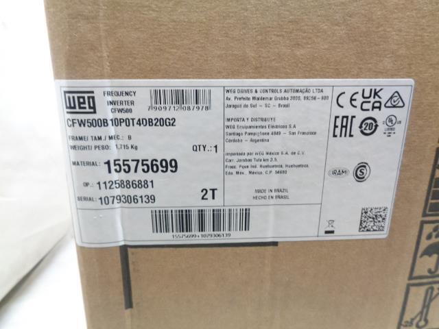 WEG CFW500 FREQUENCY CONVERTER CFW500B10P0T4DB20G2 15575699 NEW R35