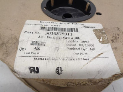 SUFLEX REGAL SLEEVING & TUBING 3/8" VINYLGLAS GRD A BLACK 100FT 3010375011 R30
