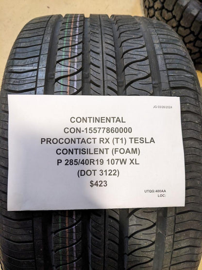 CONTINENTAL PROCONTACT RX T1 CONTISILENT P 285 40 19 107W XL TIRE 15577860000