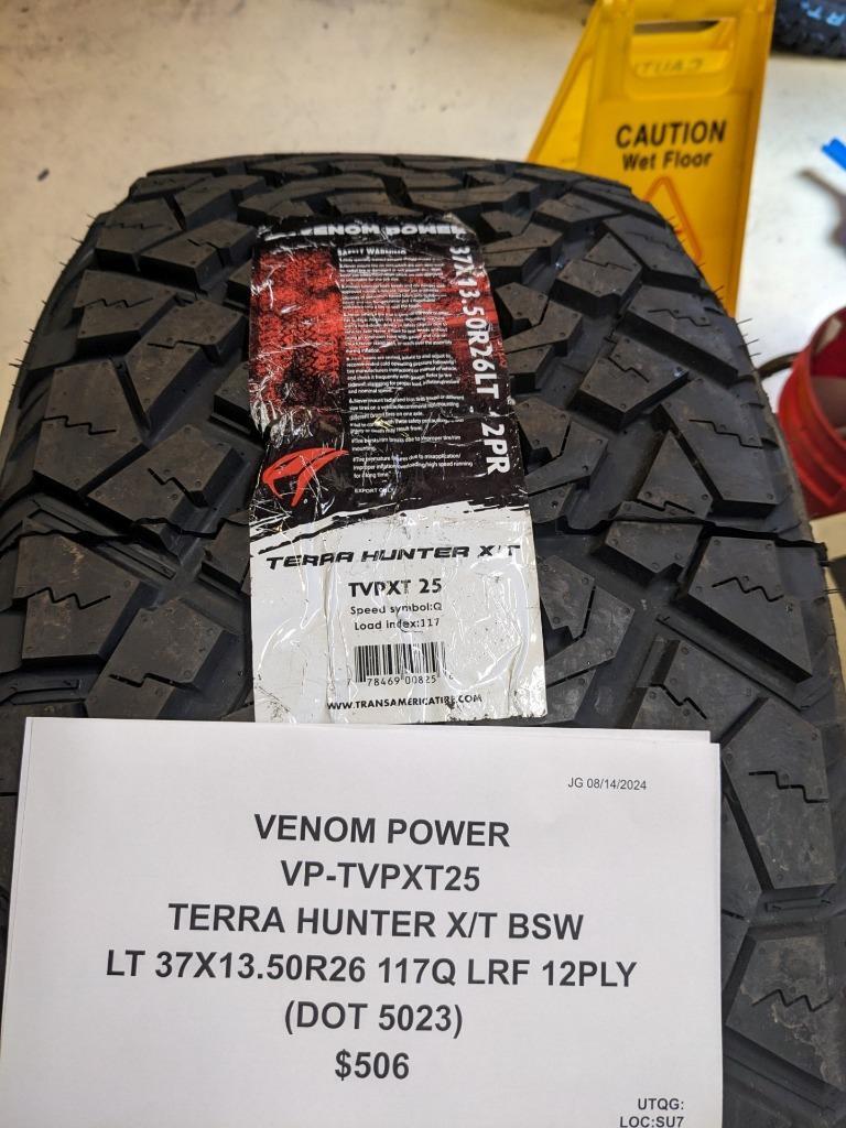 VENOM POWER TERRA HUNTER X/T BSW LT 37 13.5 26 117Q LRF 12PLY TIRE TVPXT25 CQ3