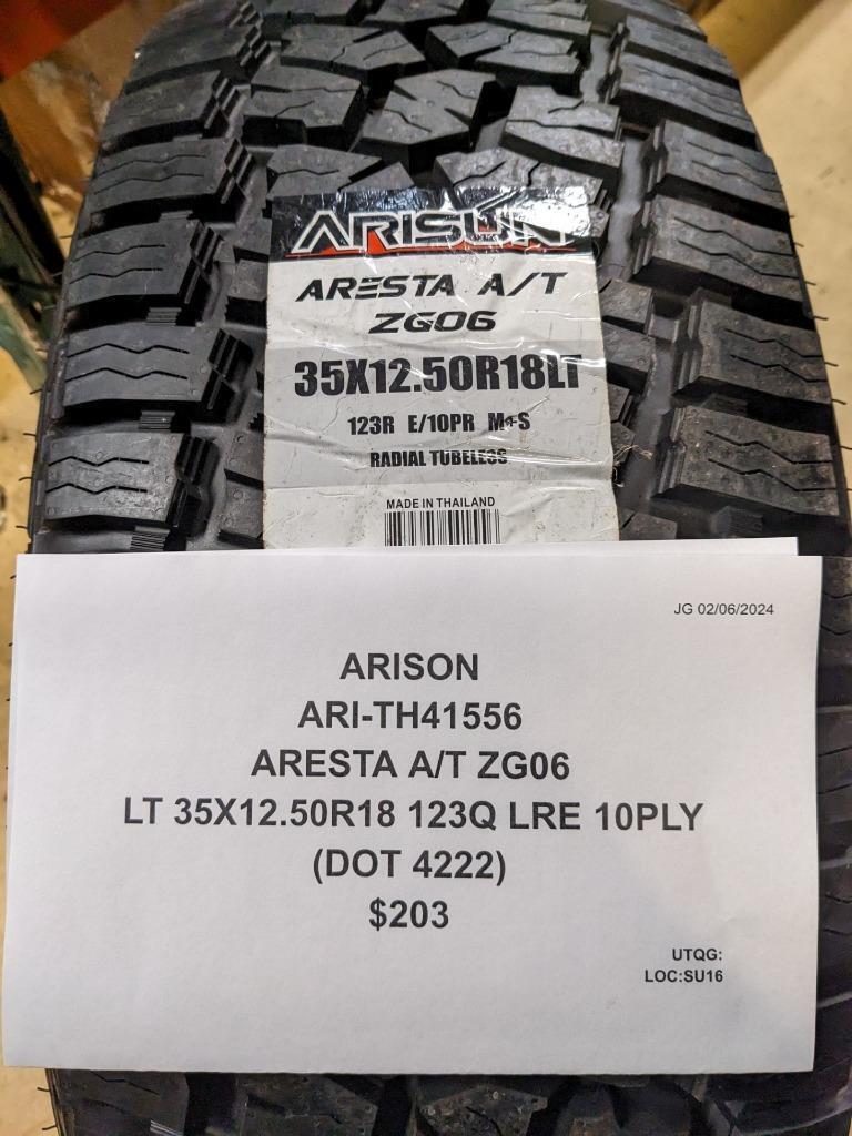 ARISON ARESTA A/T ZG06 LT 35 12.50 18 123Q LRE 10PLY TIRE TH41556 CQ1