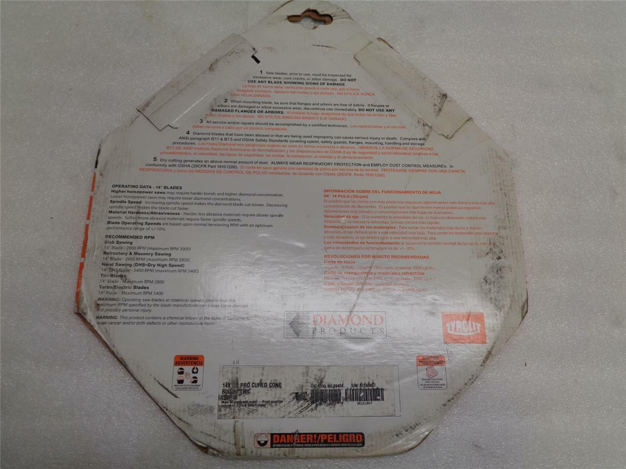 NEW CORE CUT STAR BLUE DIAMOND BLADE 14x155 WET CURED CONCRETE C60TM SP1T1