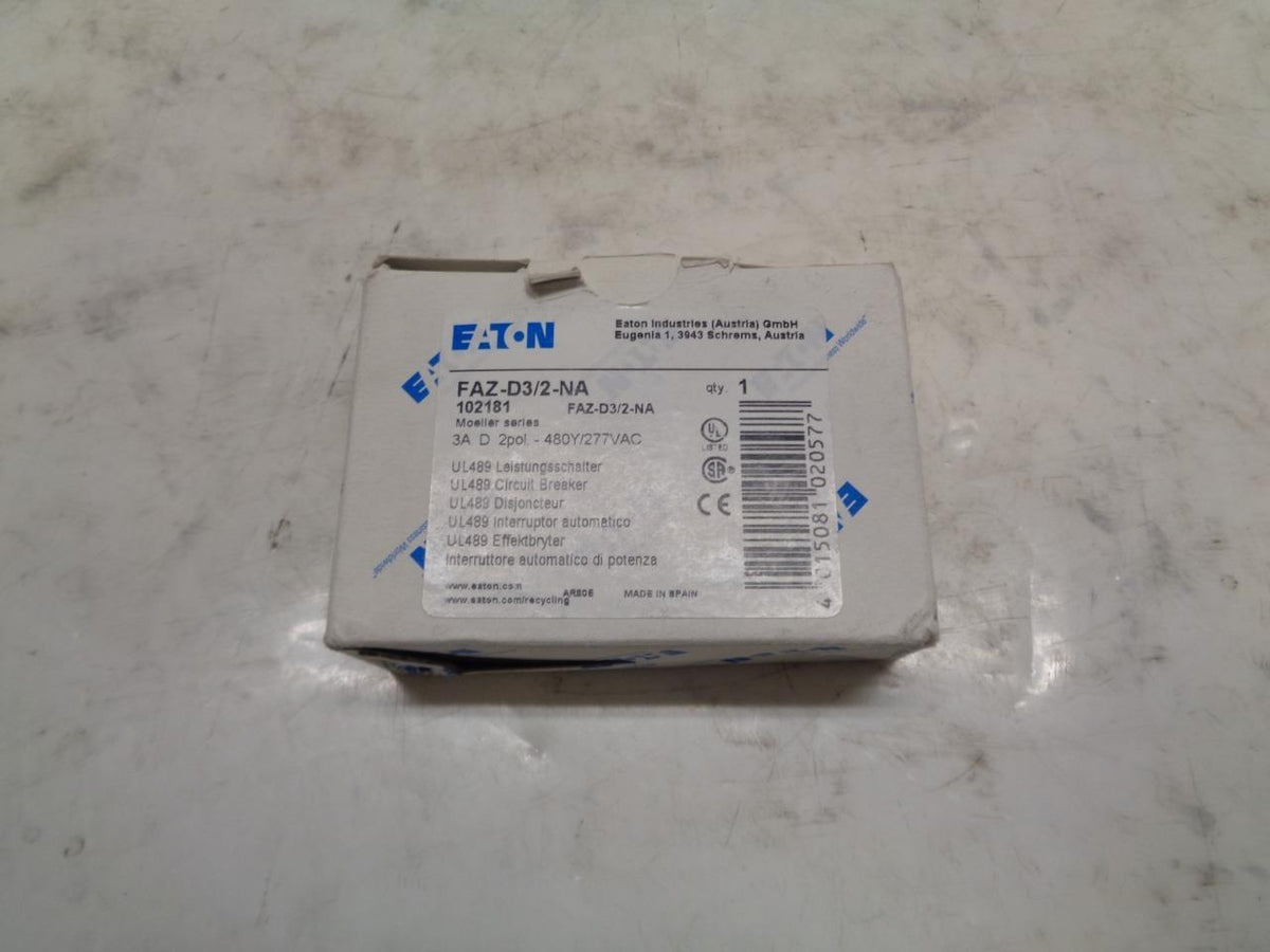 NEW EATON FAZ-D3/2-NA CIRCUIT BREAKER 102181 R4TB