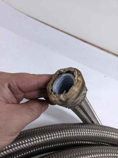 STEEL-BRAIDED 41.25' HOSE 1-1/16" OD 13/16" ID W/ CORRUGATED TEFLON NEW R3T3