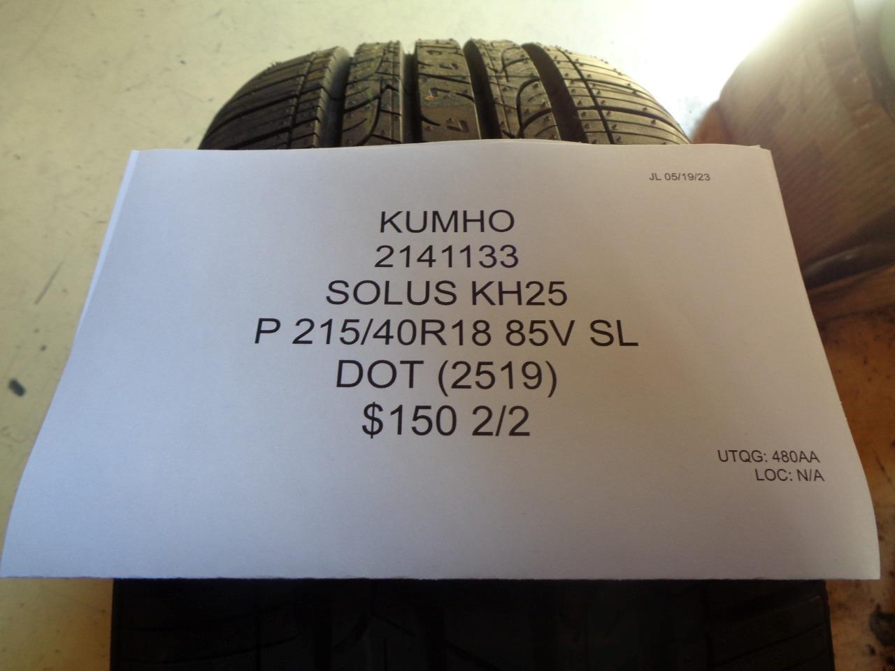 KUMHO SOLUS KH25 215 40 18 85V SL ALL SEASON TIRE 2141133 BQ3