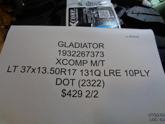 2 GLADIATOR XCOMP M/T LT 37 13.50 17 131Q LRE 10PLY TIRE 1932267373 BQ3