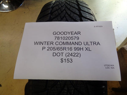 2 GOODYEAR WINTER COMMAND ULTRA P 205 65 16 99H XL TIRES 781020579 CQ1