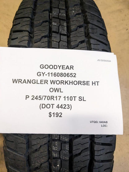 2 GOODYEAR WRANGLER WORKHORSE HT OWL P 245 70 17 110T SL TIRES 116080652 CQ2