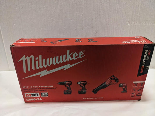 MILWAUKEE M18 CORDLESS LITHIUM-ION 4-TOOL COMBO KIT 2696-24 BSR35