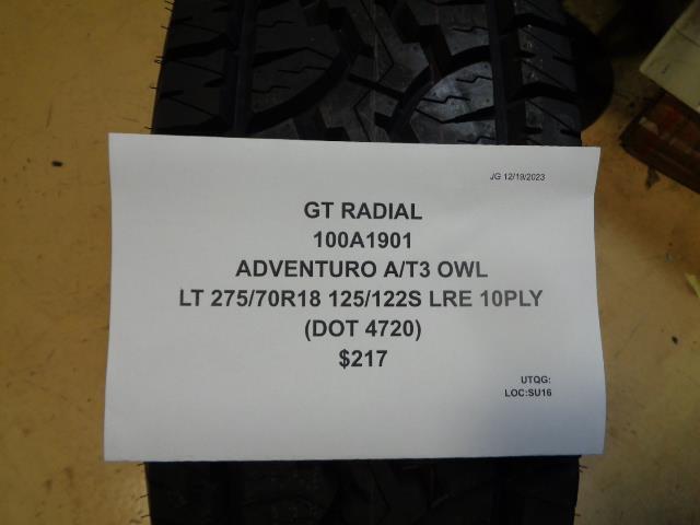 GT RADIAL ADVENTURO A/T3 OWL LT 275 70 18 125/122S LRE 10PLY TIRE 100A1901 BQ4