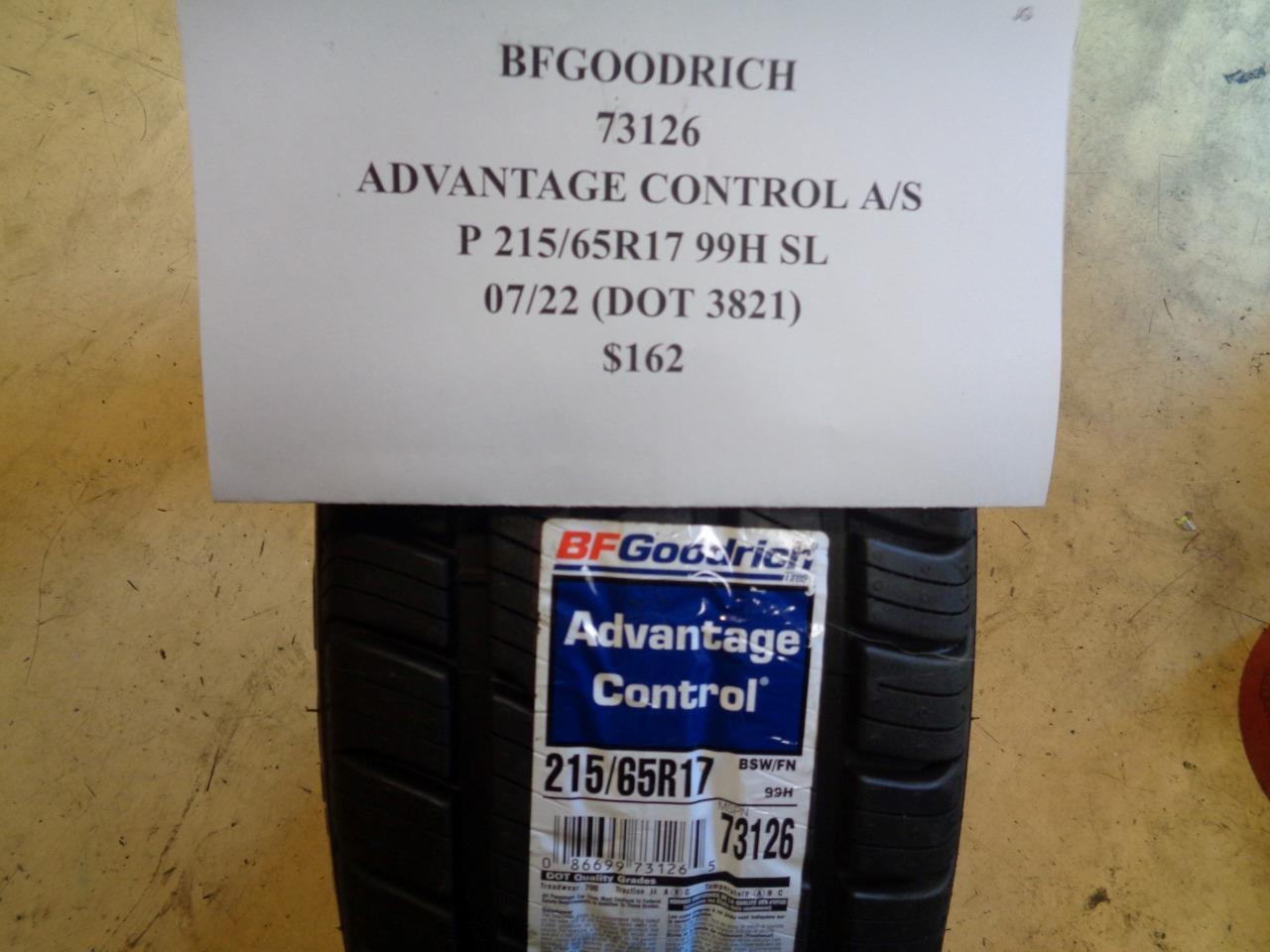 2 NEW TIRE BFGOODRICH ADVANTAGE CONTROL AS P 215 65 17 99H SL TIRES 73126 BQ1