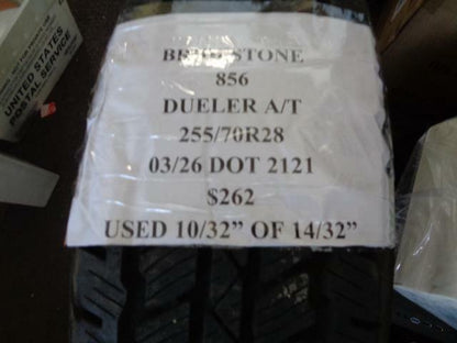 1 USED TIRE BRIDGESTONE DUELER AT 255 70 18 113T 865