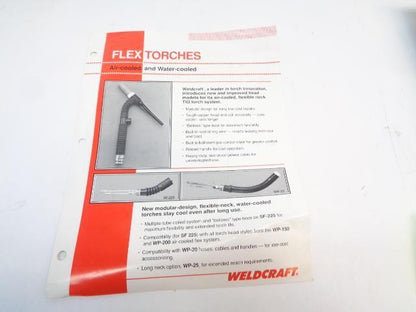 WELDCRAFT REDHEAD FLEX VALVE TIG TORCH 150A AIR-COOLED WP-R17FV-25-R R30