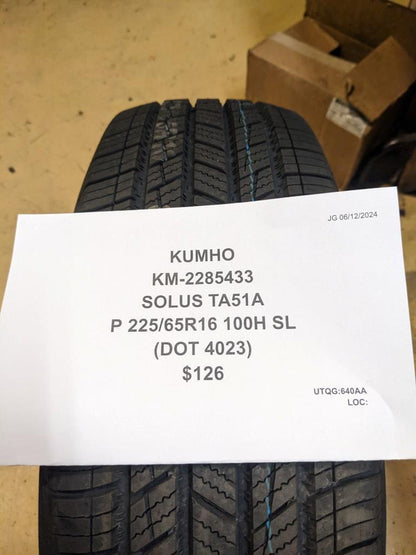 KUMHO SOLUS TA51A P 225 65 16 100H SL TIRE 2285433 CQ3