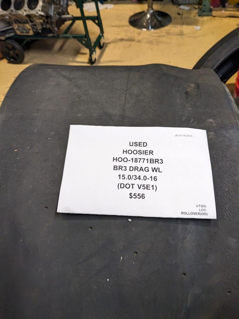 USED HOOSIER BR3 DRAG WL 15 34 16 DRAG RACING SLICK TIRE 18771BR3CQ3