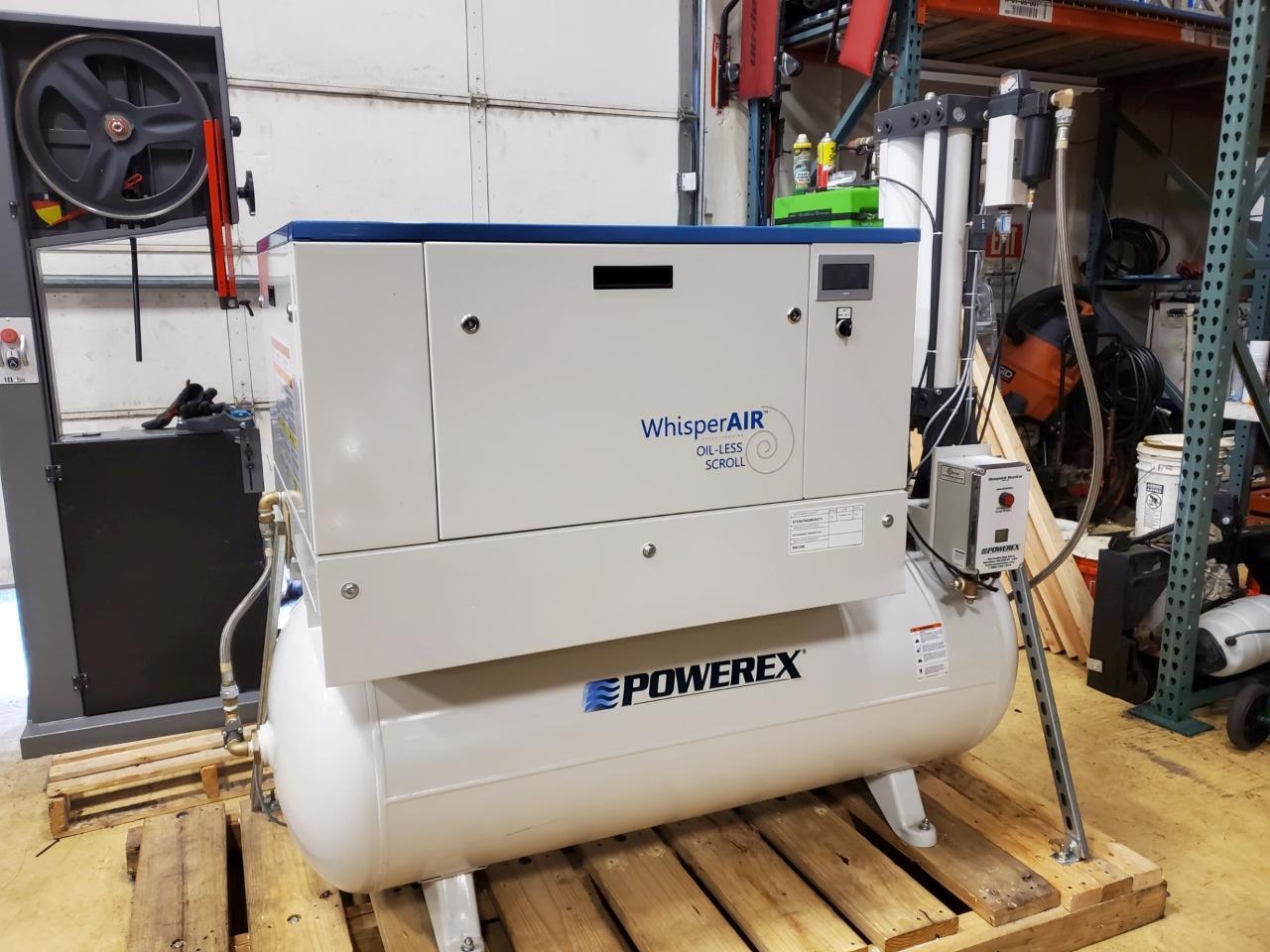 Powerex Whisper Air STES0754 Oil Less Scroll Air Compressor Drier 23scfm 120G