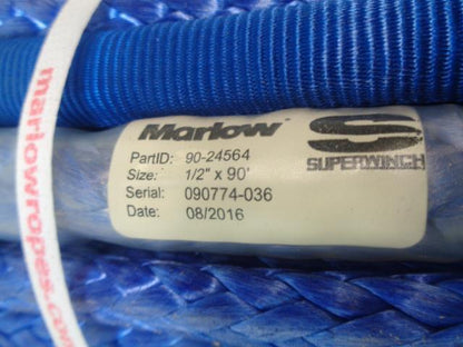NEW MARLOW SYNTHETIC SUPERWINCH ROPE 90-24564 1/2"X90" R18