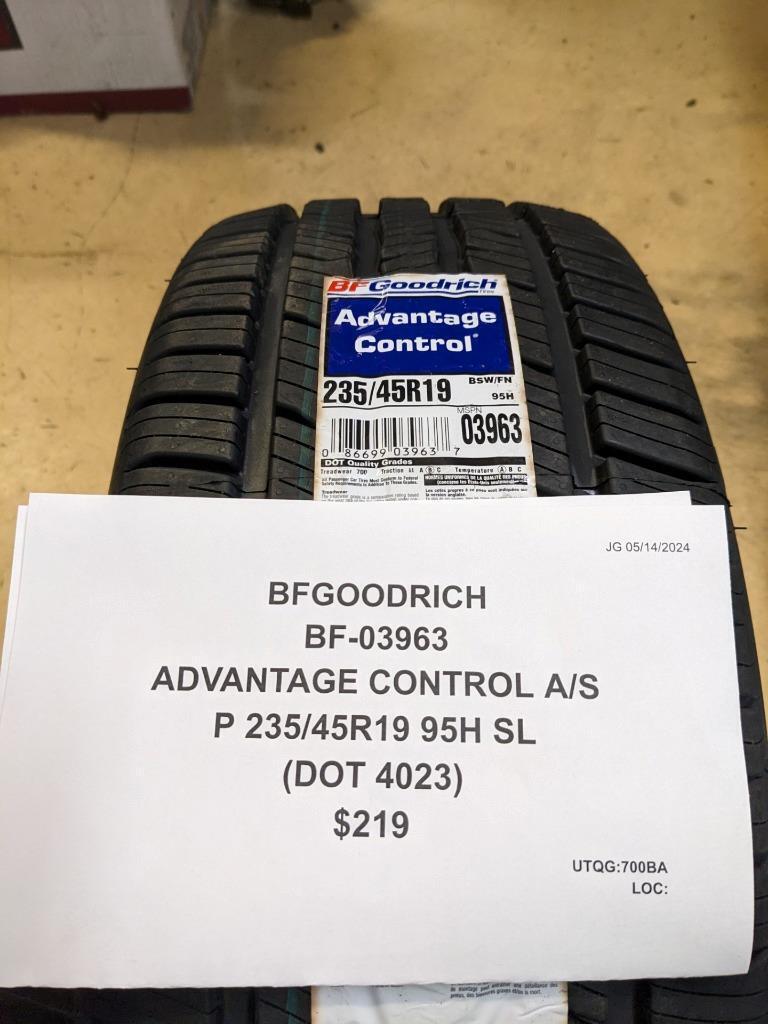 4 BFGOODRICH ADVANTAGE CONTROL A/S P 235 45 19 95H SL TIRES 03963 CQ2