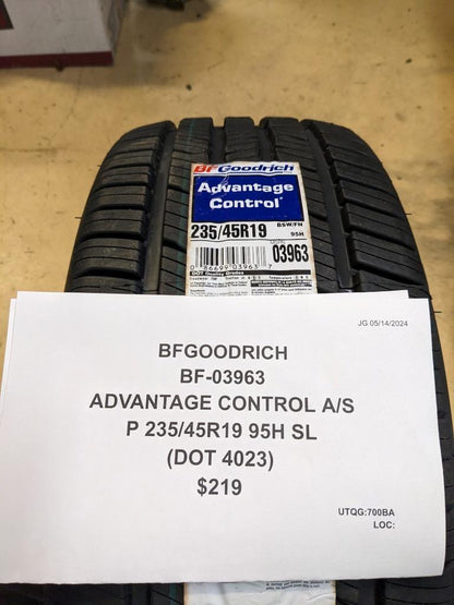 4 BFGOODRICH ADVANTAGE CONTROL A/S P 235 45 19 95H SL TIRES 03963 CQ2