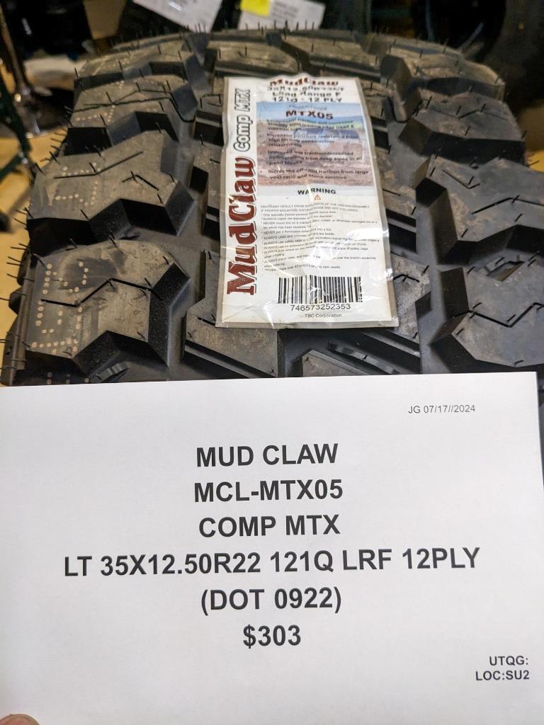 MUD CLAW COMP MTX LT 35 12.50 22 121Q LRF 12PLY MUD TERRAIN TIRE MTX05 CQ3
