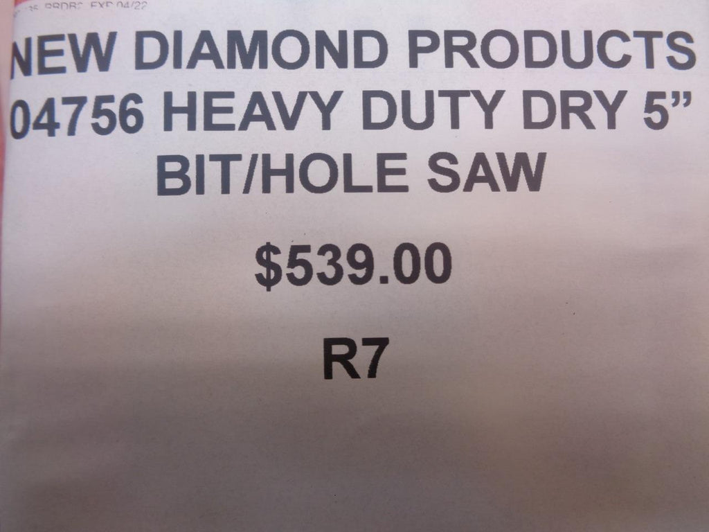 1 NEW DIAMOND PRODUCTS 04756 HEAVY DUTY DRY 5" BIT-HOLE SAW R7
